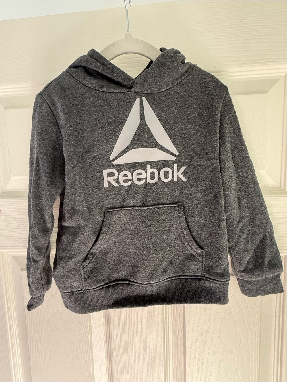 Reebok Kids Charcoal Gray Hoodie with White Logo